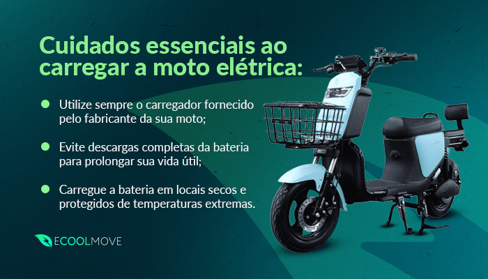 Banner Cuidados para carregar a moto elétrica corretamente