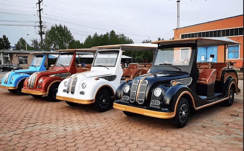 Carruagens elétricas da Ecoolmove estacionadas lado a lado