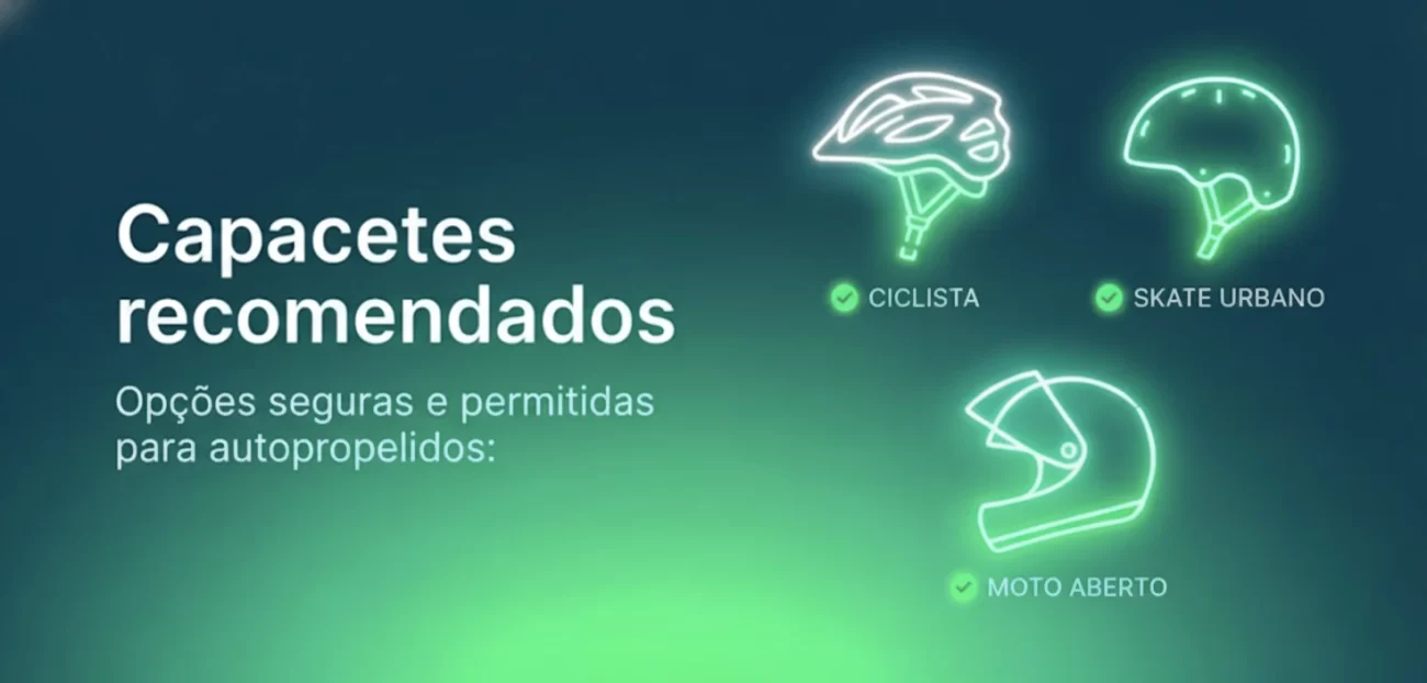 Capacetes recomendados para veículos autopropelidos